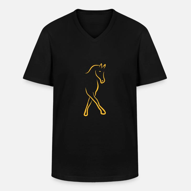 Pferd - Männer-T-Shirt mit V-Ausschnitt - Schwarz
