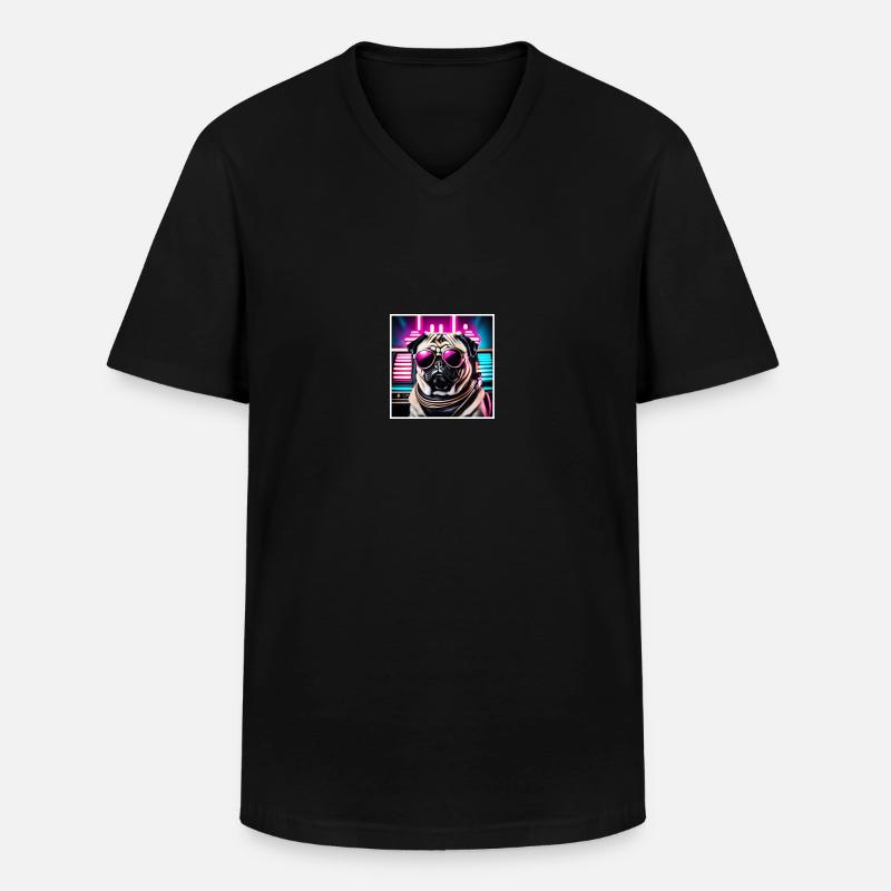 Cool Pug - Männer-T-Shirt mit V-Ausschnitt - Schwarz