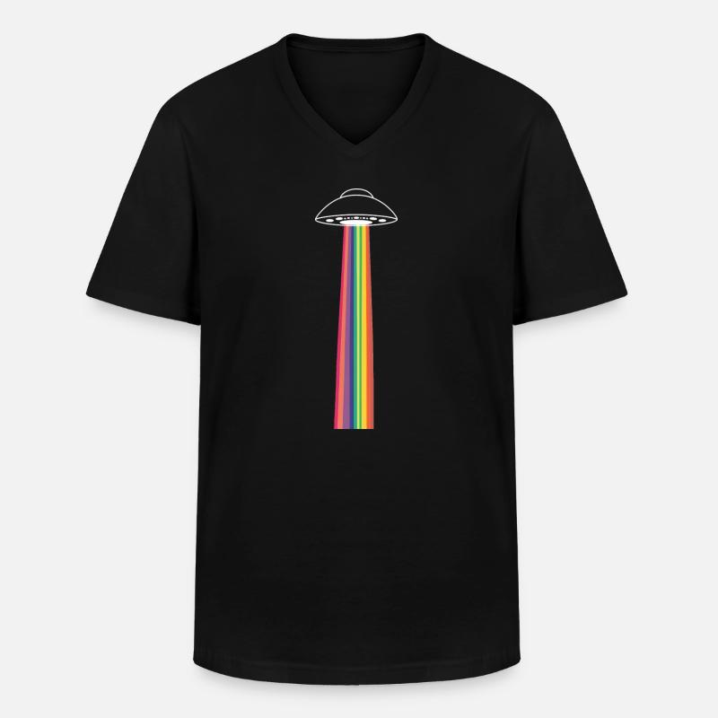 Rainbow ufo - Männer-T-Shirt mit V-Ausschnitt - Schwarz