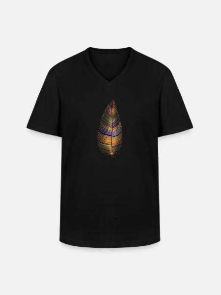 farbige Feder - Männer-T-Shirt mit V-Ausschnitt - Schwarz