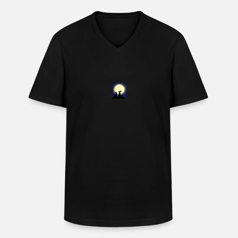 Zwei Hasen beim Vollmond - Männer-T-Shirt mit V-Ausschnitt - Schwarz