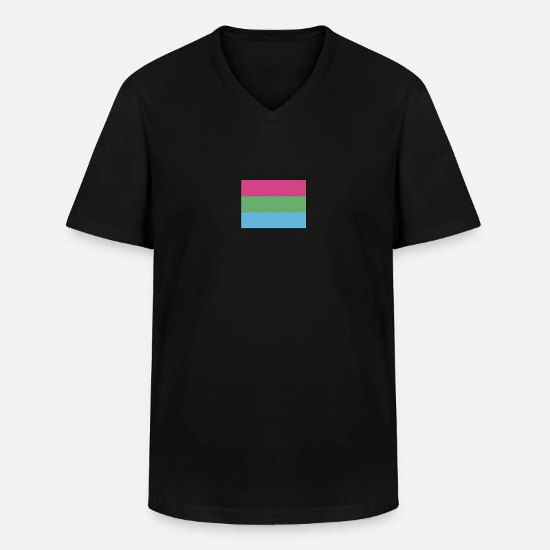 Polysexual Pride Flag - Männer-T-Shirt mit V-Ausschnitt - Schwarz