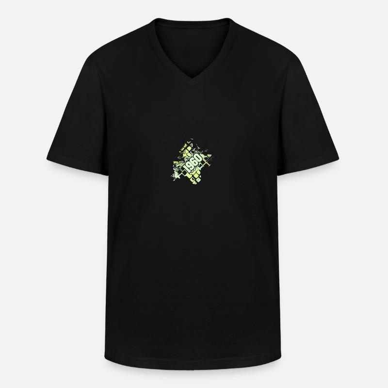 1960 - Männer-T-Shirt mit V-Ausschnitt - Schwarz