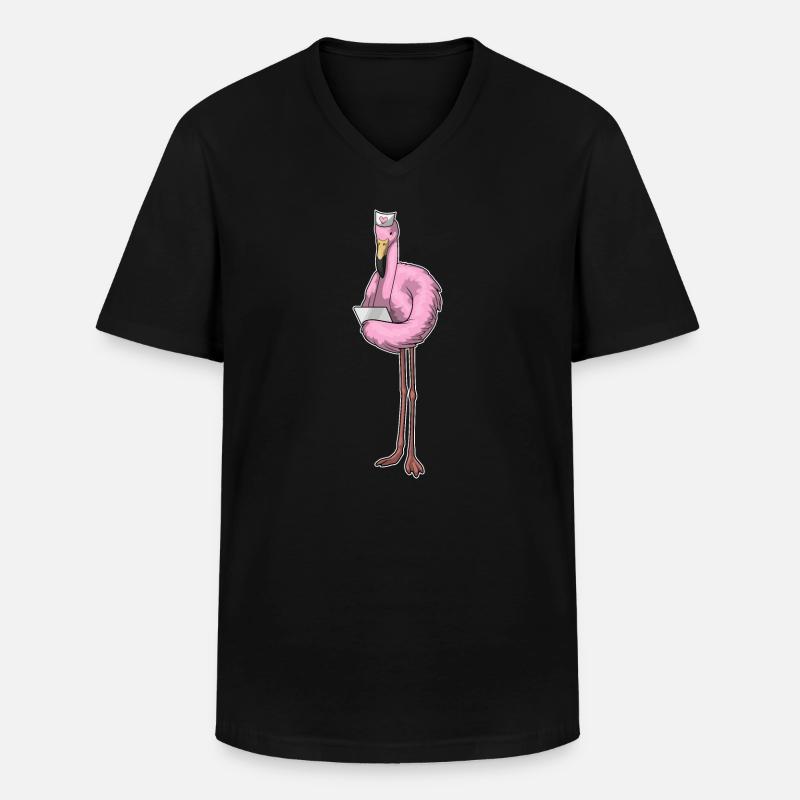 Flamingo Krankenschwester Notiz - Männer-T-Shirt mit V-Ausschnitt - Schwarz