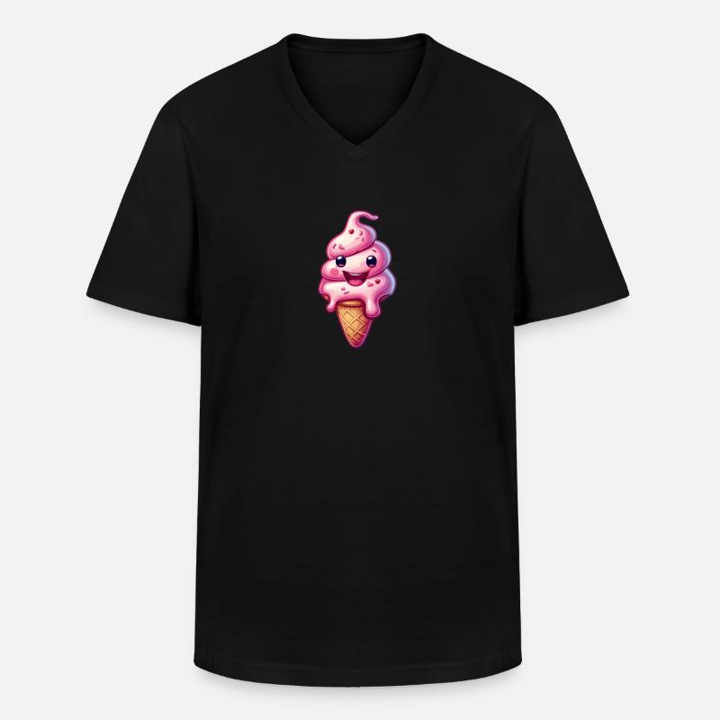 Lächelnde Eiskreation - Männer-T-Shirt mit V-Ausschnitt - Schwarz