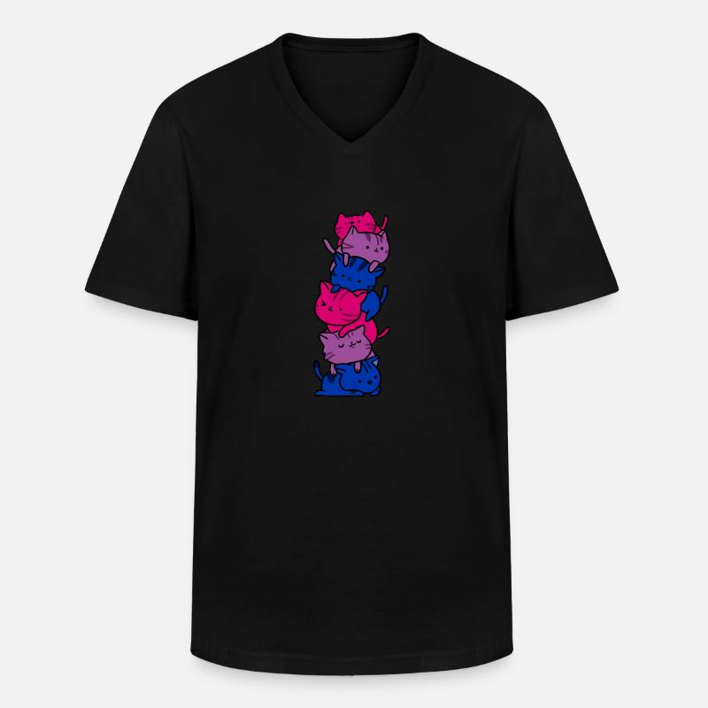 Bisexual Pride Katzen - Männer-T-Shirt mit V-Ausschnitt - Schwarz