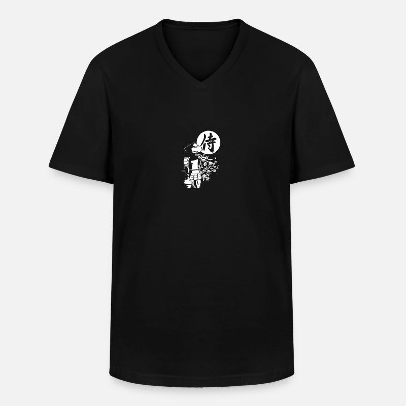 White Samurai - Men's V-Neck T-Shirt - black