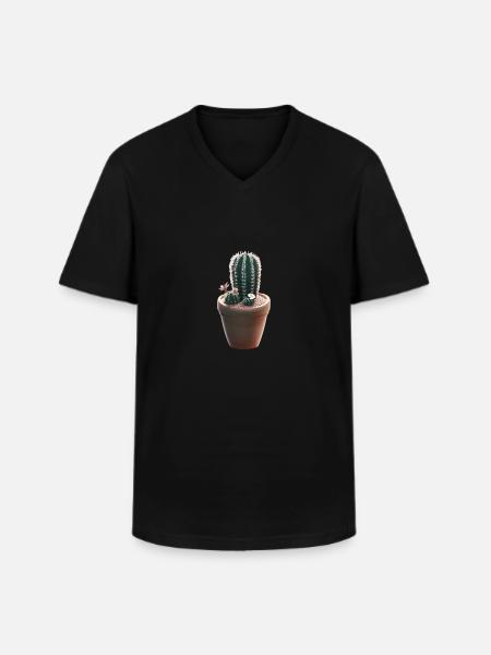 Cactus plant - Realism - Men's V-Neck T-Shirt - black