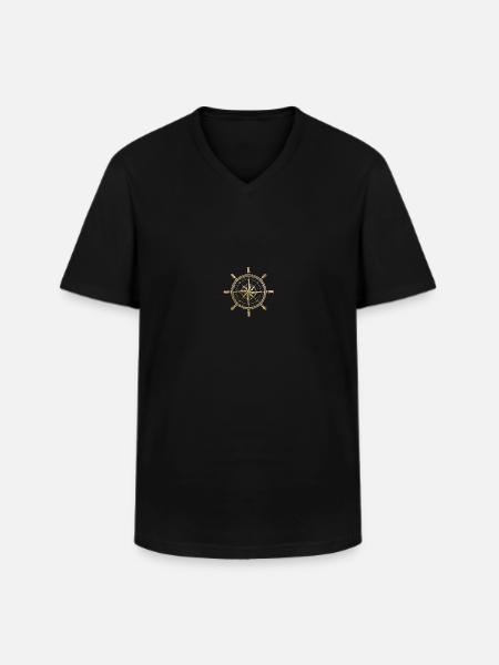 Kompass in Gold - Männer-T-Shirt mit V-Ausschnitt - Schwarz