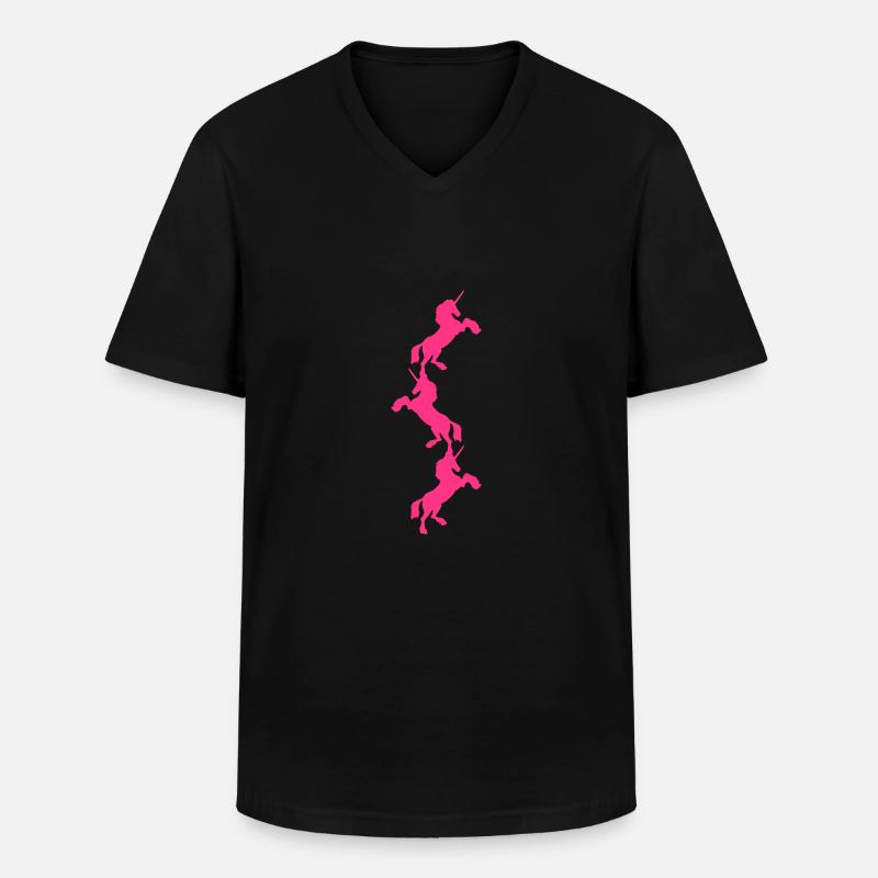 3 Einhörner Turm Muster - Männer-T-Shirt mit V-Ausschnitt - Schwarz