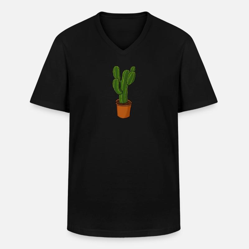 Kaktus - Männer-T-Shirt mit V-Ausschnitt - Schwarz