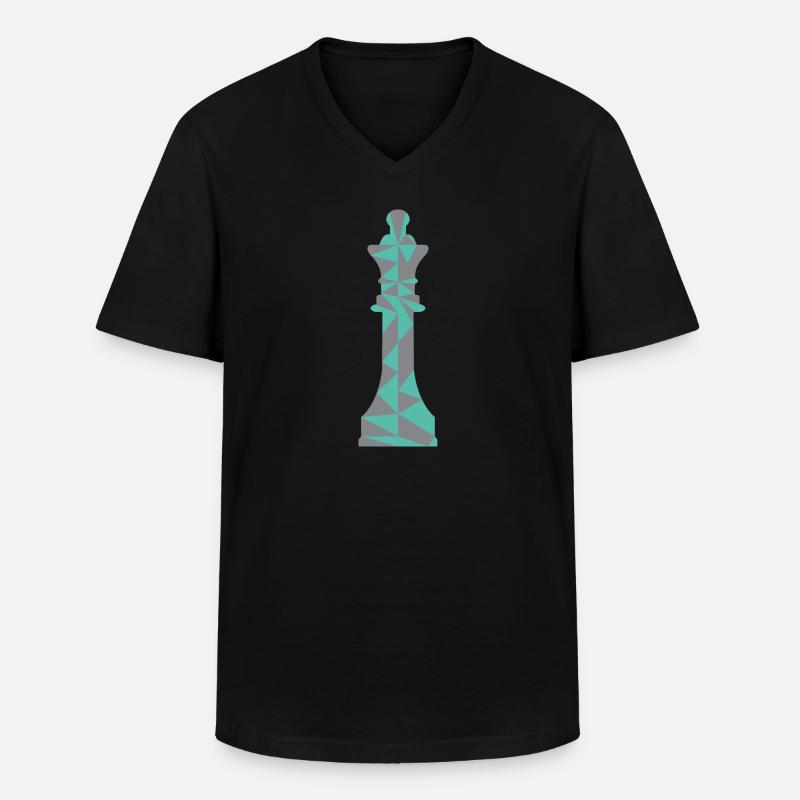 SCHACH DAME/POLYGON - Männer-T-Shirt mit V-Ausschnitt - Schwarz