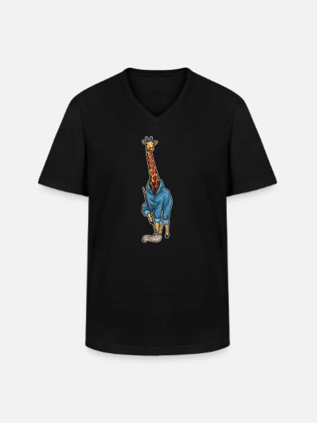 Giraffe Cleaner Mop - Men's V-Neck T-Shirt - black