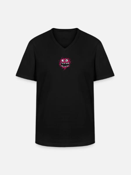 Little Monsters: Splashing cheerful Monstermond - Men's V-Neck T-Shirt - black