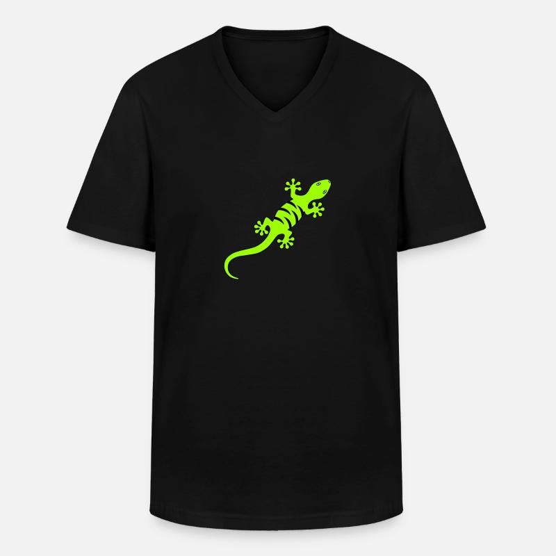 Gecko - Männer-T-Shirt mit V-Ausschnitt - Schwarz