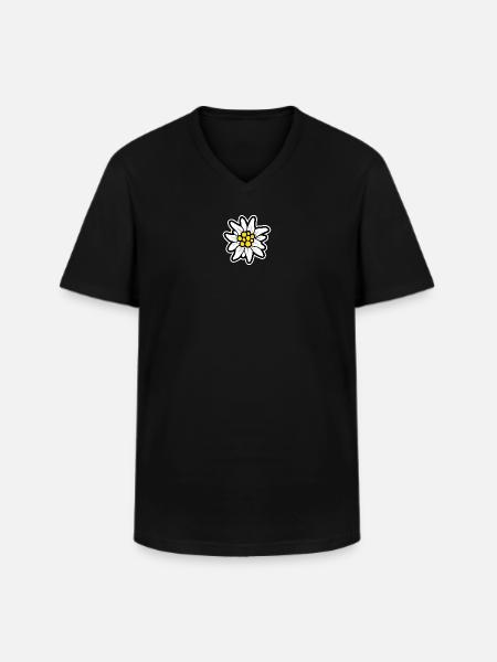 EDELWEISS ALPINE FLOWER HEARTFLOWER ORIGINAL - Men's V-Neck T-Shirt - black
