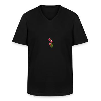 Tulipe / tulipe - T-shirt col V Homme - noir - Devant - AI Model Male 178 dark (178cm)