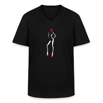 Silhouette Frau Haar Schuhe Rot - Männer-T-Shirt mit V-Ausschnitt - Schwarz - Vorne - AI Model Male 178 dark (178cm)