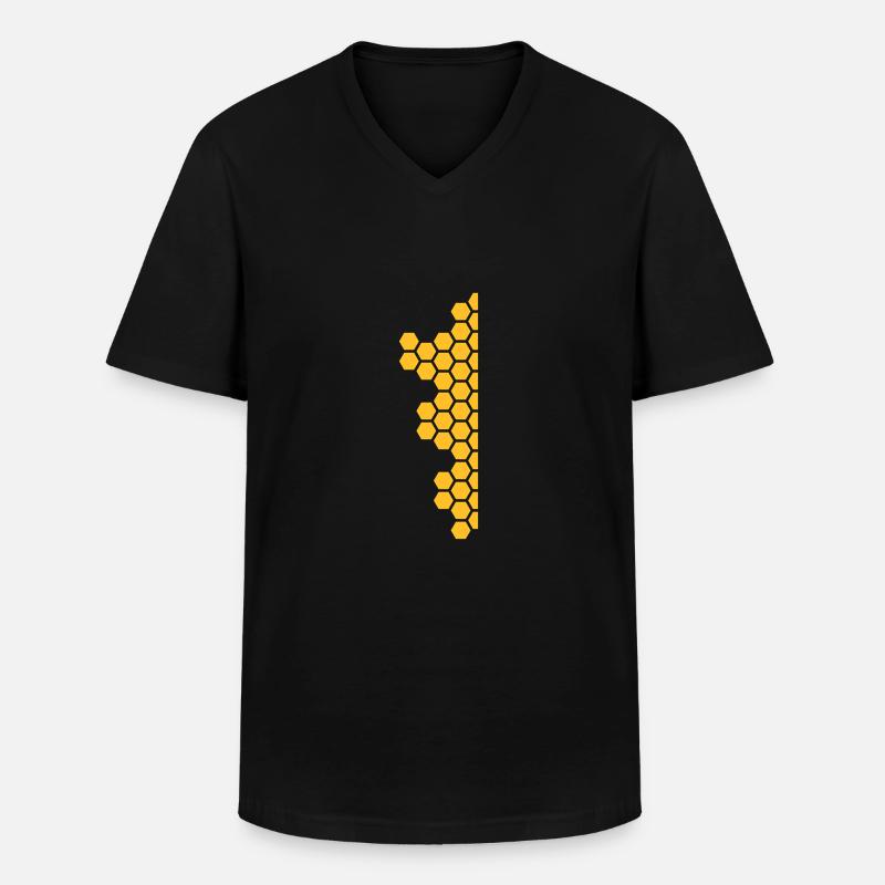 Honeycombs Pattern - Männer-T-Shirt mit V-Ausschnitt - Schwarz