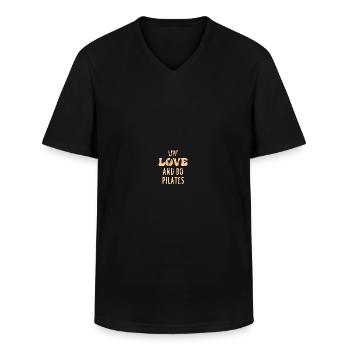 LIVE LOVE AND DO PILATES - Männer-T-Shirt mit V-Ausschnitt - Schwarz - Vorne - AI Model Male 178 dark (178cm)