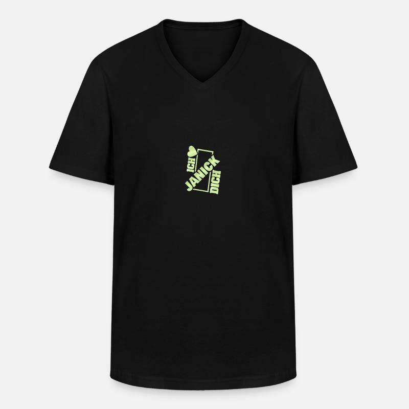 Couple Janick - Männer-T-Shirt mit V-Ausschnitt - Schwarz