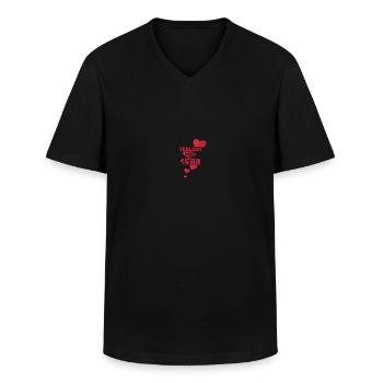 1988 - Men's V-Neck T-Shirt - black - Front - AI Model Male 178 dark (178cm)