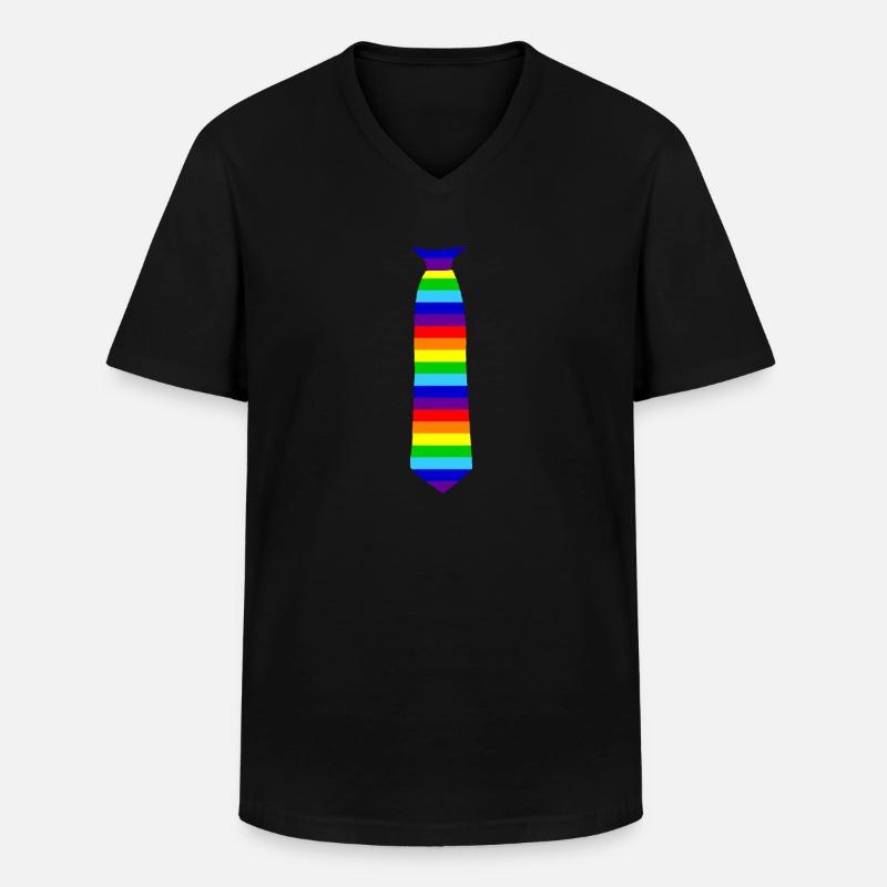 Krawatte Regenbogen bunt - Männer-T-Shirt mit V-Ausschnitt - Schwarz