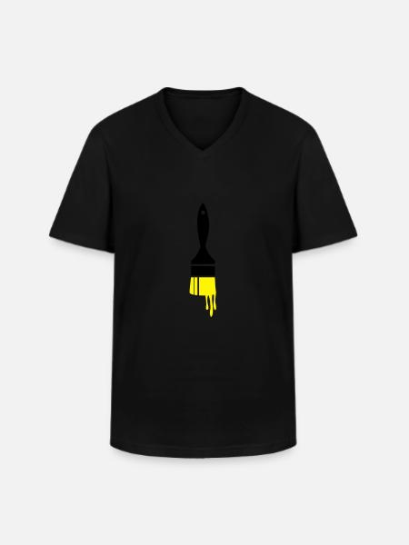 dripping paint brush - Men's V-Neck T-Shirt - black