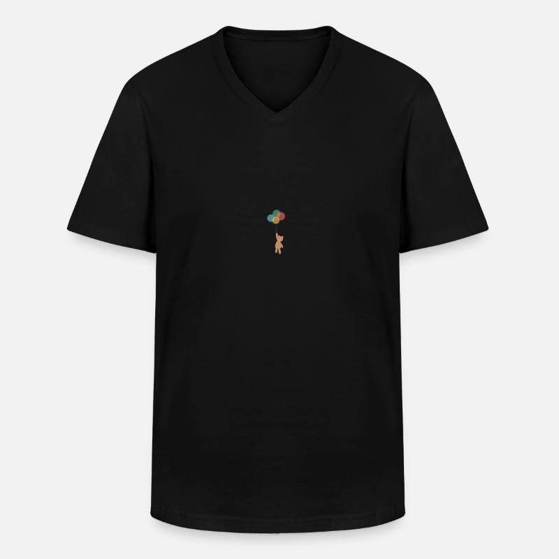 Teddybär an Luftballons - Männer-T-Shirt mit V-Ausschnitt - Schwarz