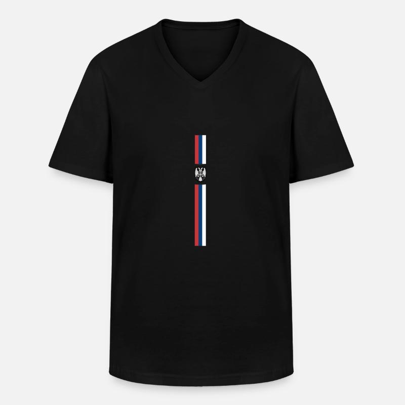 Srbija Flag III - Eagle - Männer-T-Shirt mit V-Ausschnitt - Schwarz