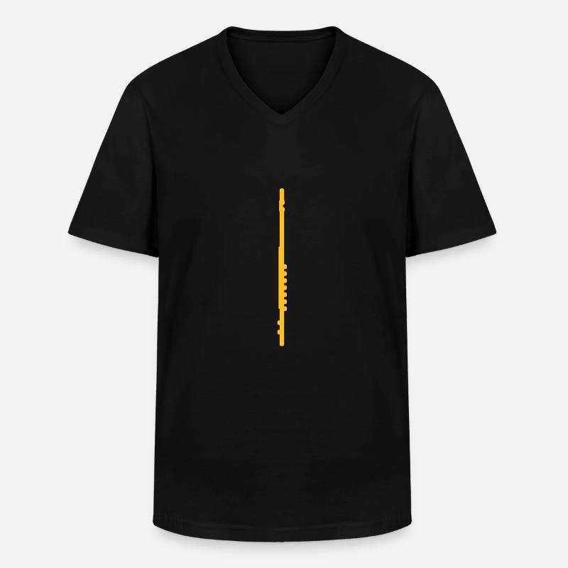 Querflöte - Männer-T-Shirt mit V-Ausschnitt - Schwarz