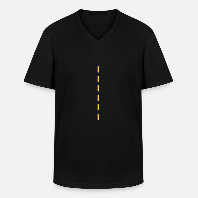 Strichellinie / dashed (1c) - Männer-T-Shirt mit V-Ausschnitt - Schwarz