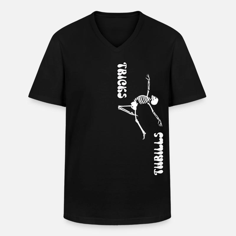 TRICKS ODER NERVENKITZEL, HALLOWEEN-SKELETTTANZ - Männer-T-Shirt mit V-Ausschnitt - Schwarz