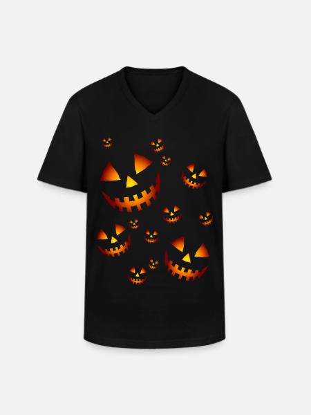 Kürbissen - Männer-T-Shirt mit V-Ausschnitt - Schwarz