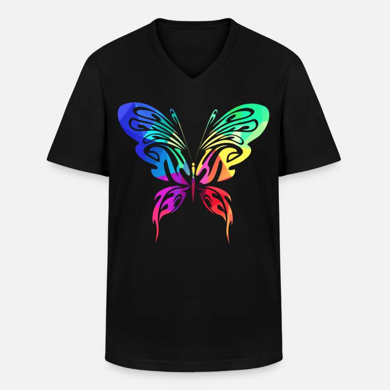 Bunter Sommervogel - Männer-T-Shirt mit V-Ausschnitt - Schwarz