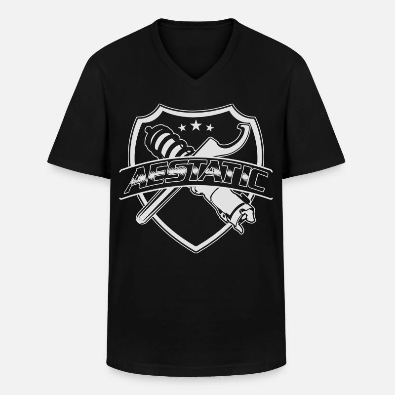 Aestatic, Static Tuner Design - Männer-T-Shirt mit V-Ausschnitt - Schwarz