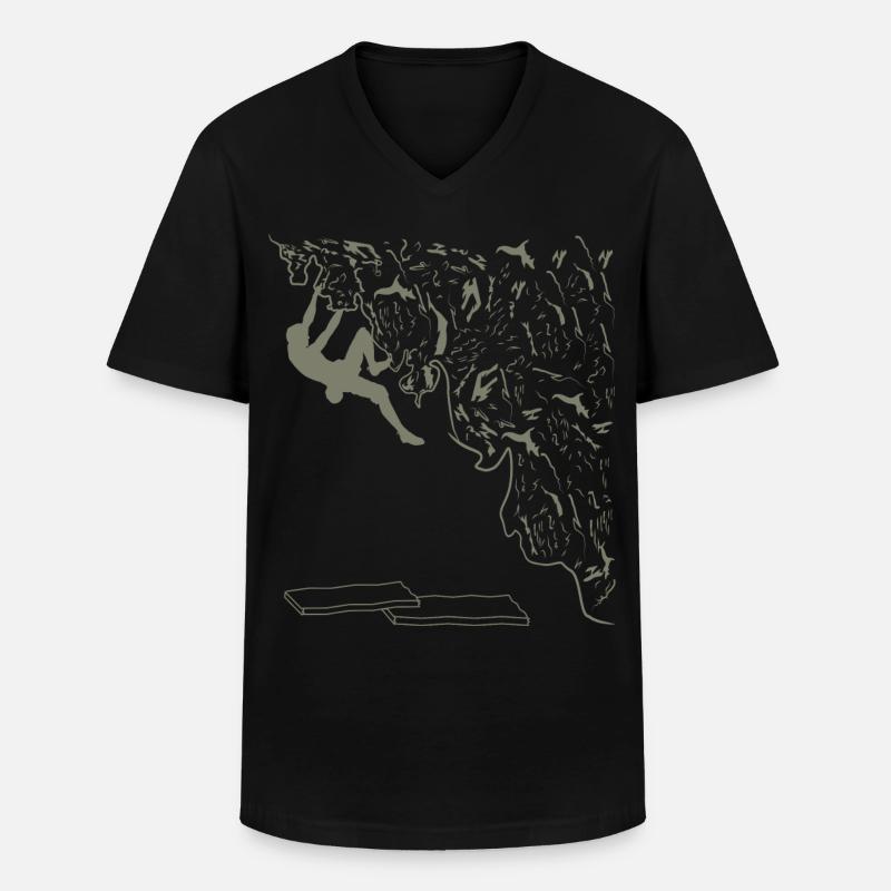 Klettern Bouldern - Männer-T-Shirt mit V-Ausschnitt - Schwarz