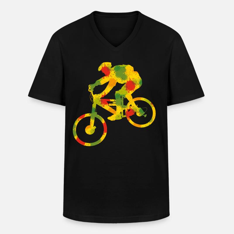 Bunter Biker - Männer-T-Shirt mit V-Ausschnitt - Schwarz