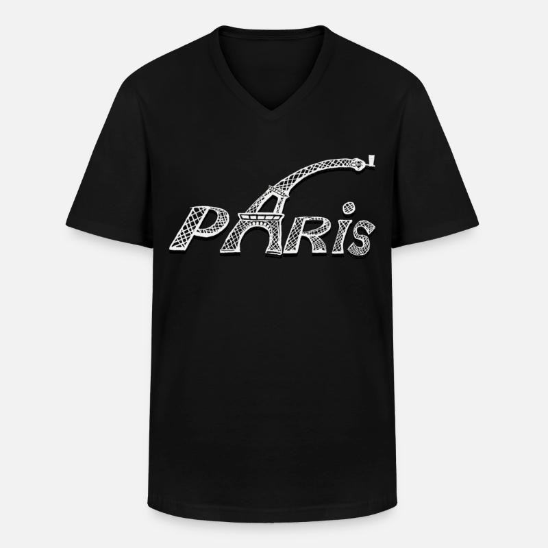 PARIS - Männer-T-Shirt mit V-Ausschnitt - Schwarz