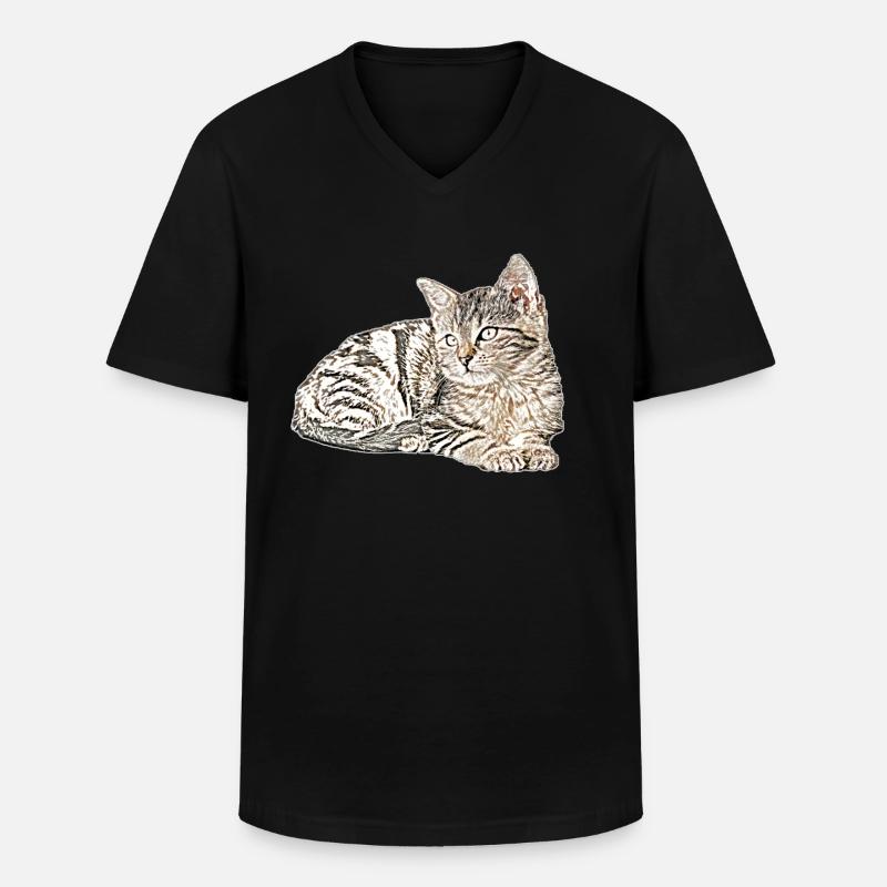Süsse katze - Männer-T-Shirt mit V-Ausschnitt - Schwarz