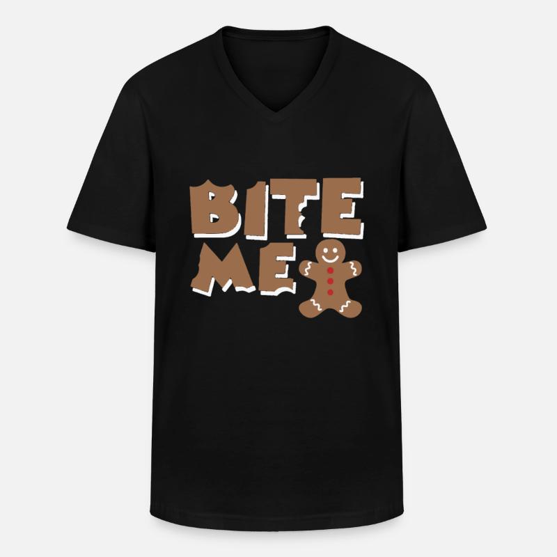 bite me - Männer-T-Shirt mit V-Ausschnitt - Schwarz