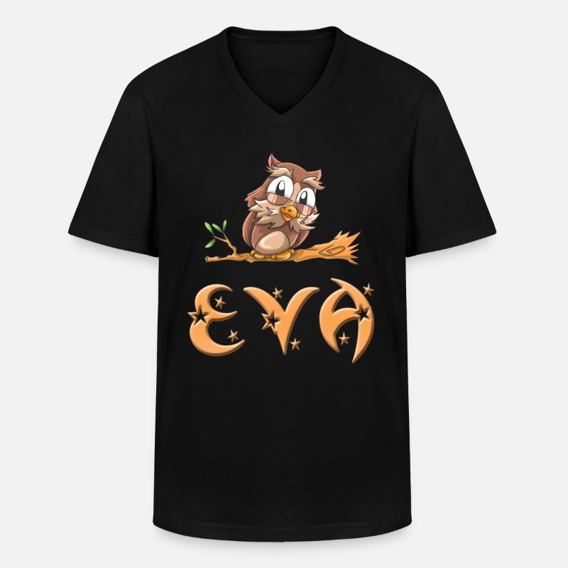 Eule Eva - Männer-T-Shirt mit V-Ausschnitt - Schwarz