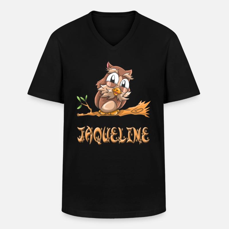 Eule Jaqueline - Männer-T-Shirt mit V-Ausschnitt - Schwarz