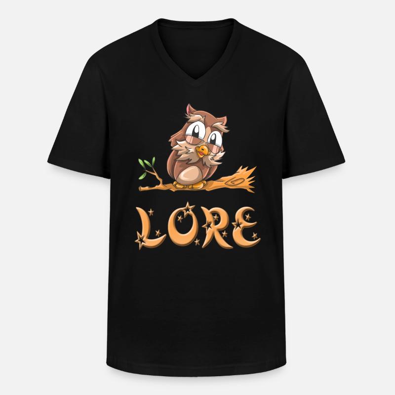 Eule Lore - Männer-T-Shirt mit V-Ausschnitt - Schwarz