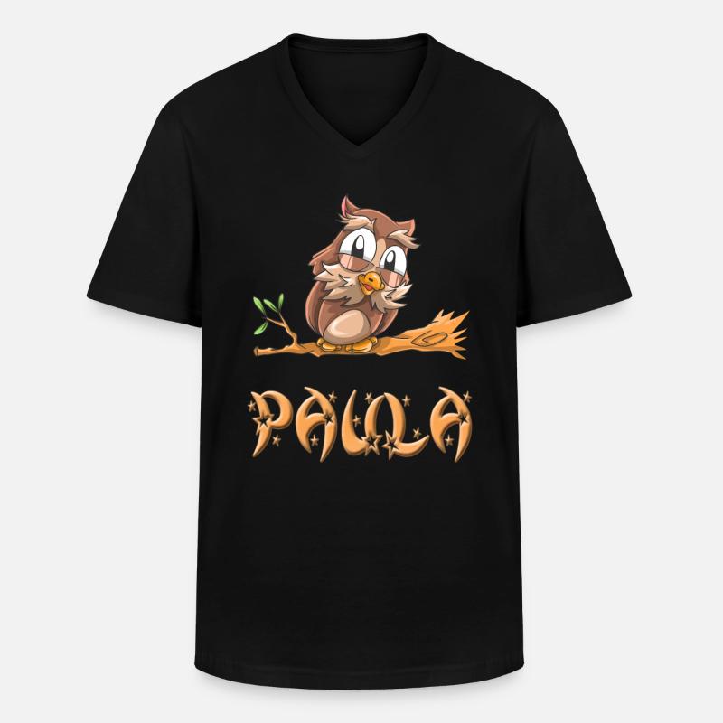 Eule Paula - Männer-T-Shirt mit V-Ausschnitt - Schwarz