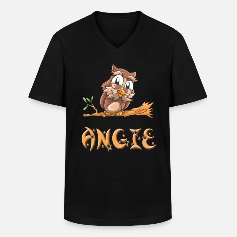 Eule Angie - Männer-T-Shirt mit V-Ausschnitt - Schwarz