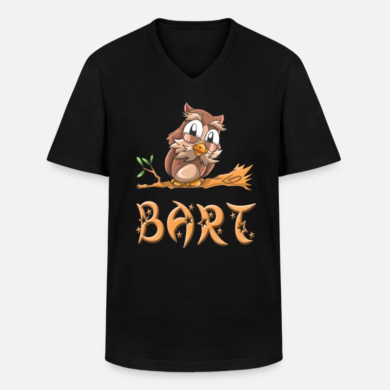 Eule Bart - Männer-T-Shirt mit V-Ausschnitt - Schwarz