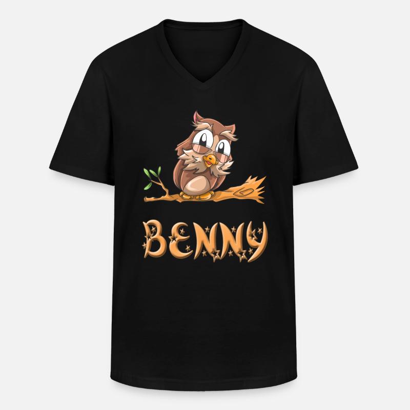 Eule Benny - Männer-T-Shirt mit V-Ausschnitt - Schwarz