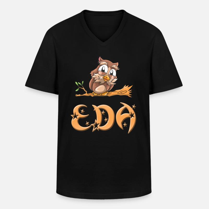 Eule Eda - Männer-T-Shirt mit V-Ausschnitt - Schwarz