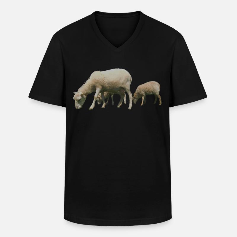 Schafe - Männer-T-Shirt mit V-Ausschnitt - Schwarz
